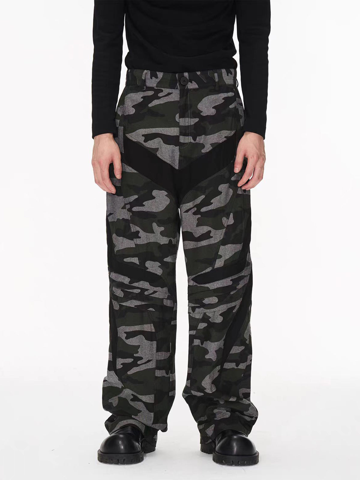 Weekday Outdoor Wide-leg Camouflage Print Parachute Maxi Pants - Black