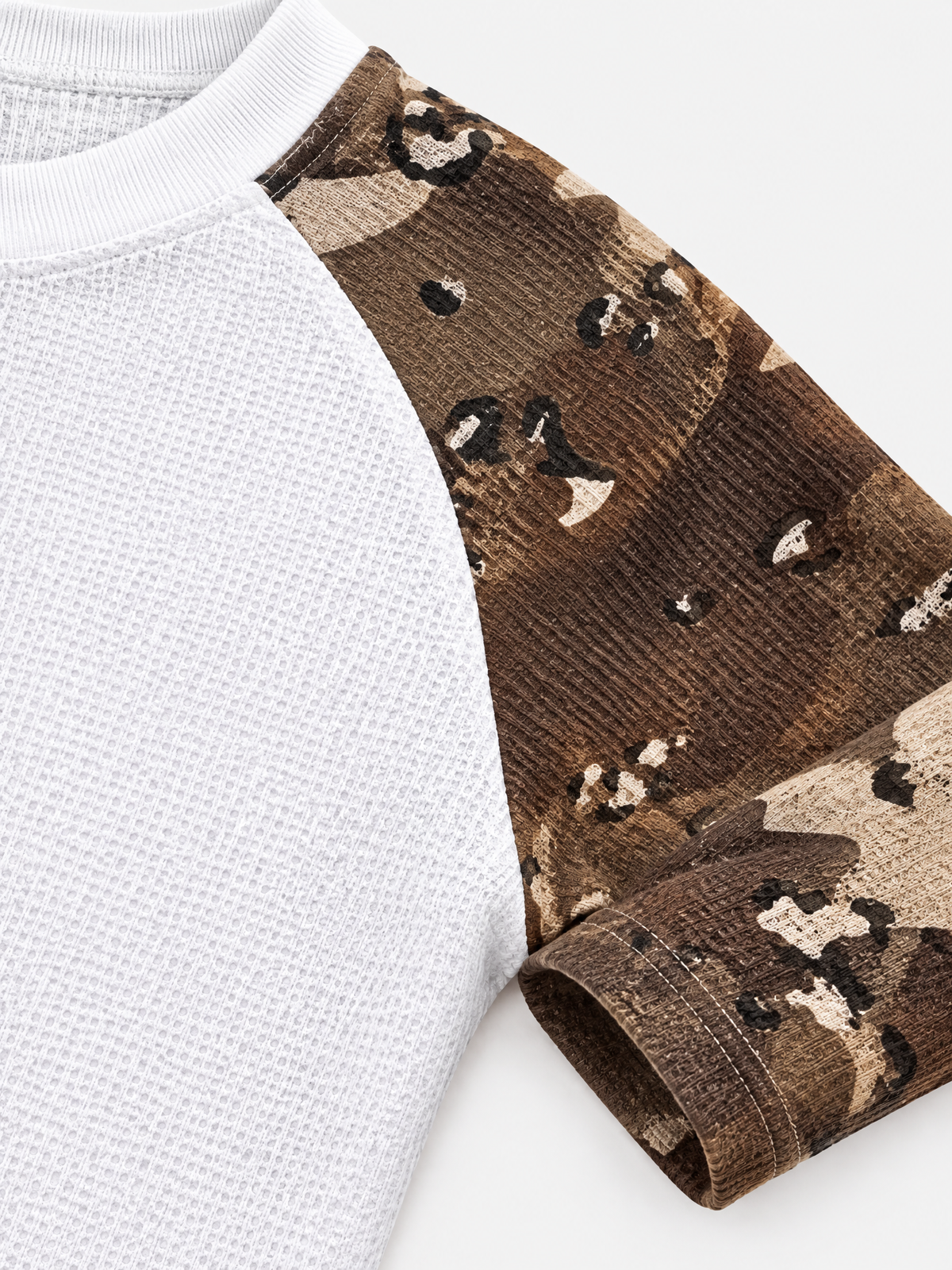 Brick Lane Graphic Print Contrast Raglan Long Sleeve Tee - Off-White/Brown
