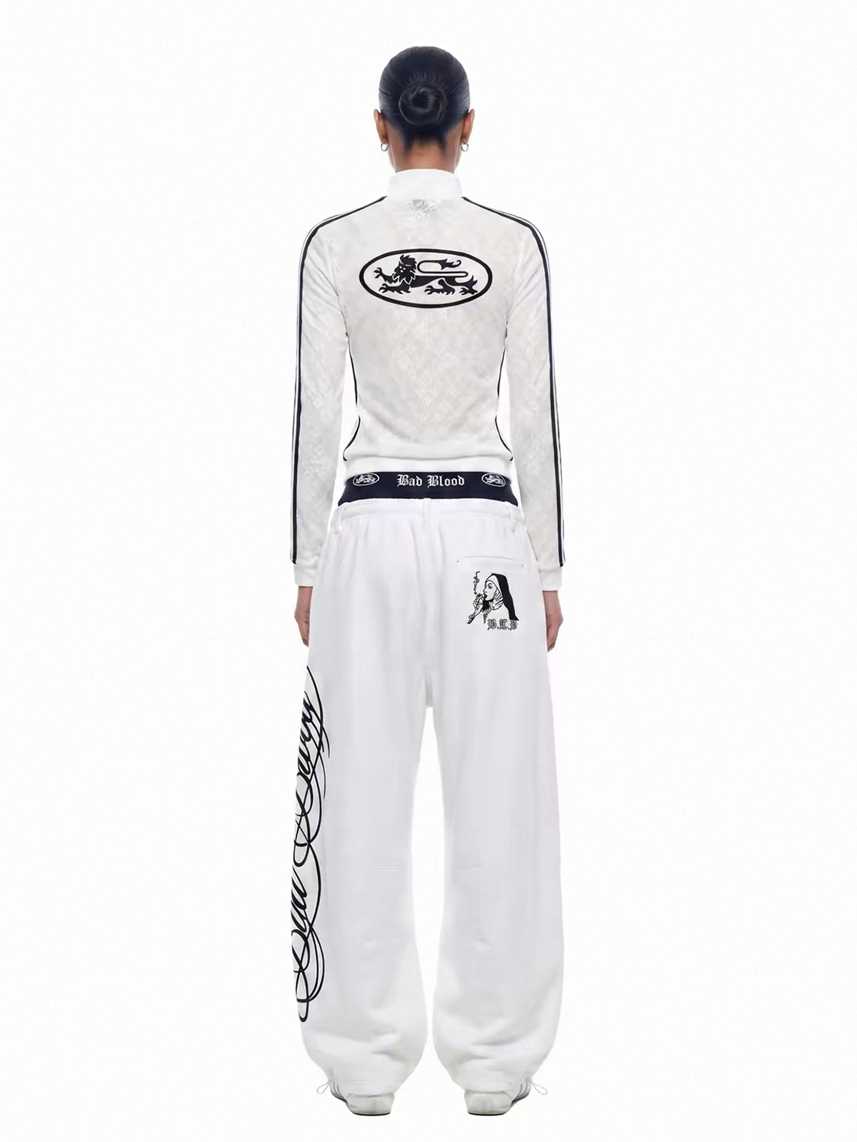 American Club Wide-leg Side-Stripe Track Maxi Pants - White