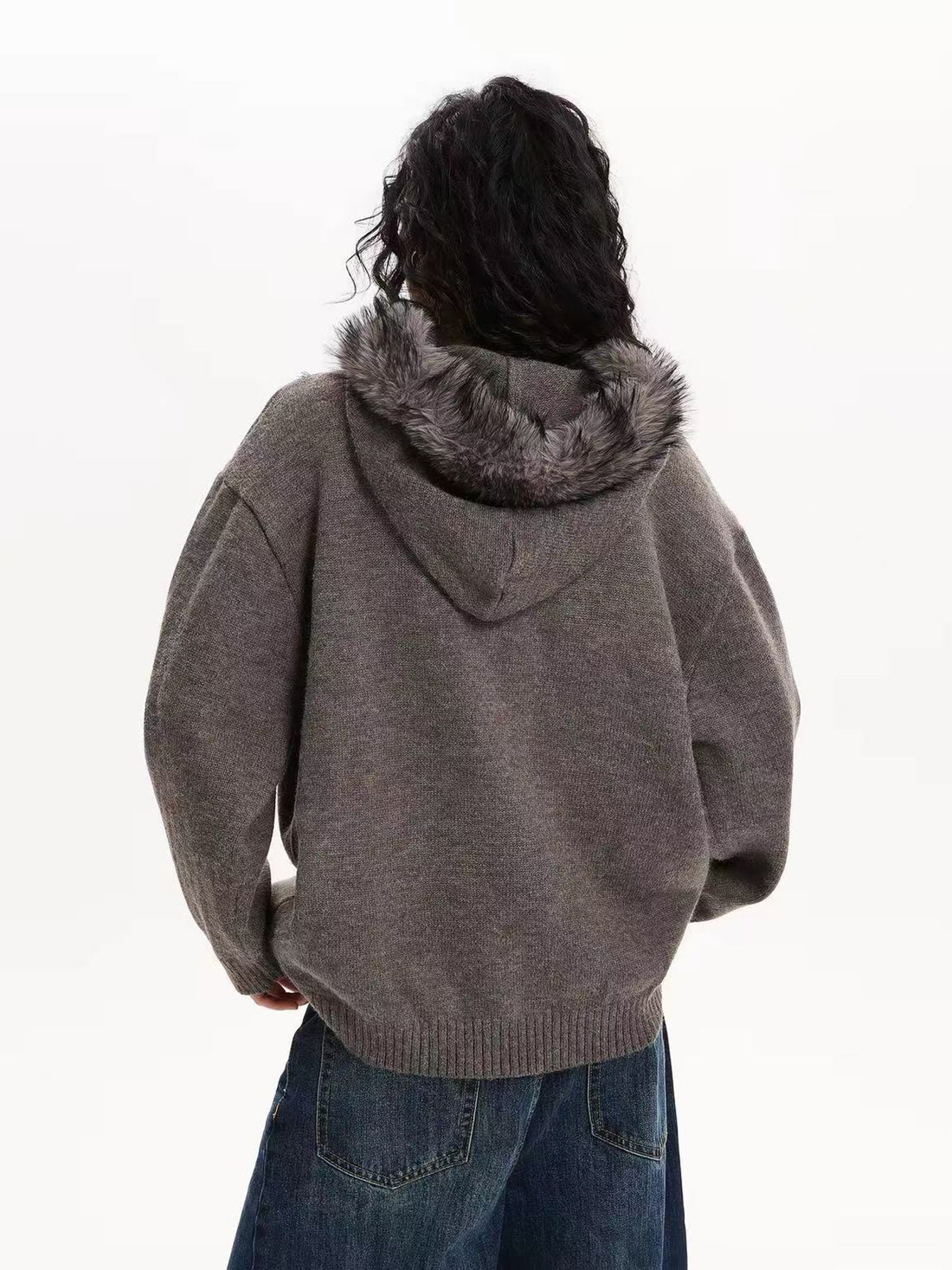 Weekday Outdoor Baggy Fur Trim Hooded Jacket Outwear - Brown