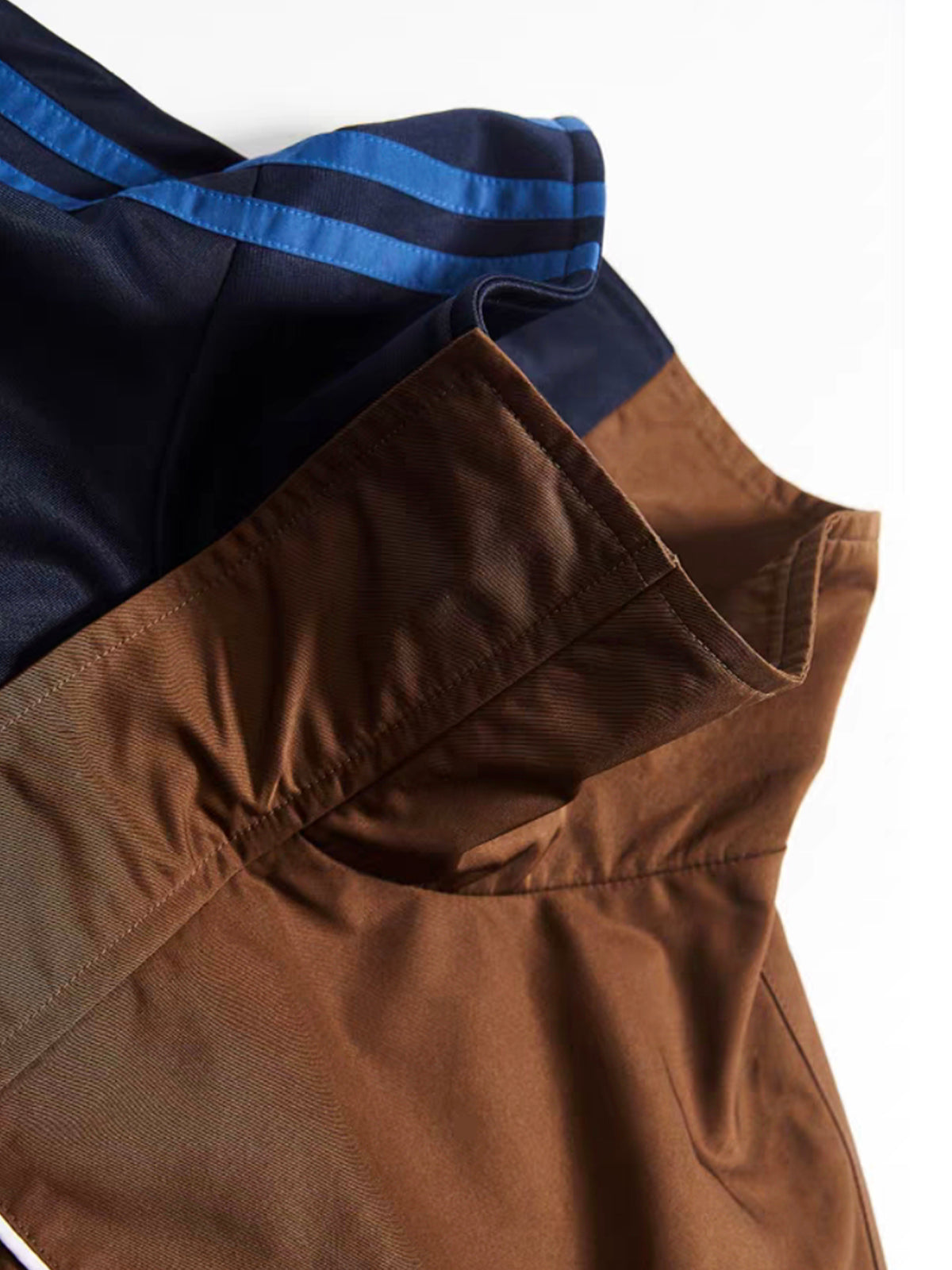 American Club Baggy Colorblock Suede Bomber Jacket - Brown