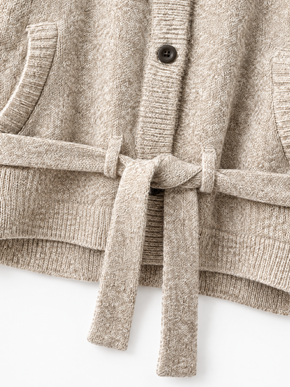 Brick Lane Contrast Collar Button-Up Knit Cardigan - Oatmeal