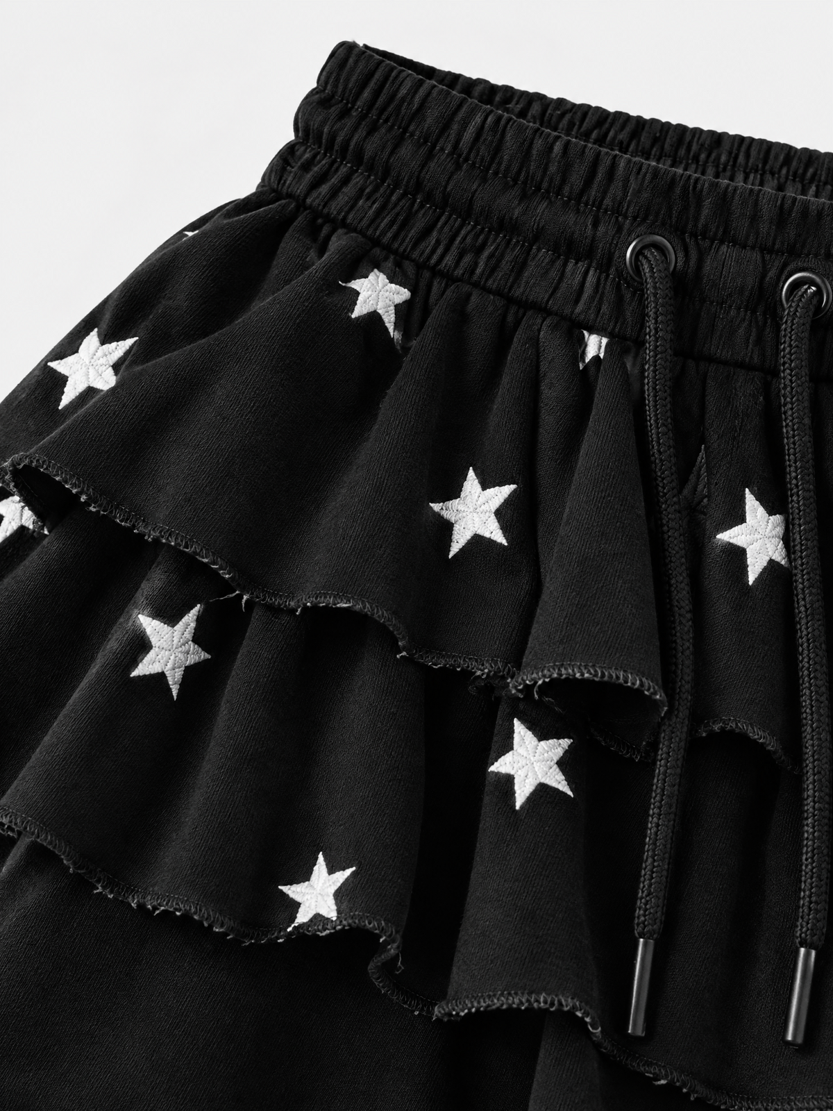 Co-ed Dorm Skimming Ruffle Trim Flare Maxi Pants - Black