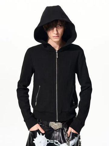 Brick Lane Baggy Letter Graphic Hooded Top - Black