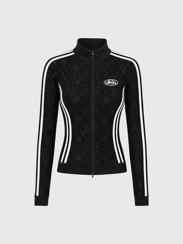 American Club Skimming High Neck Track Top - Black
