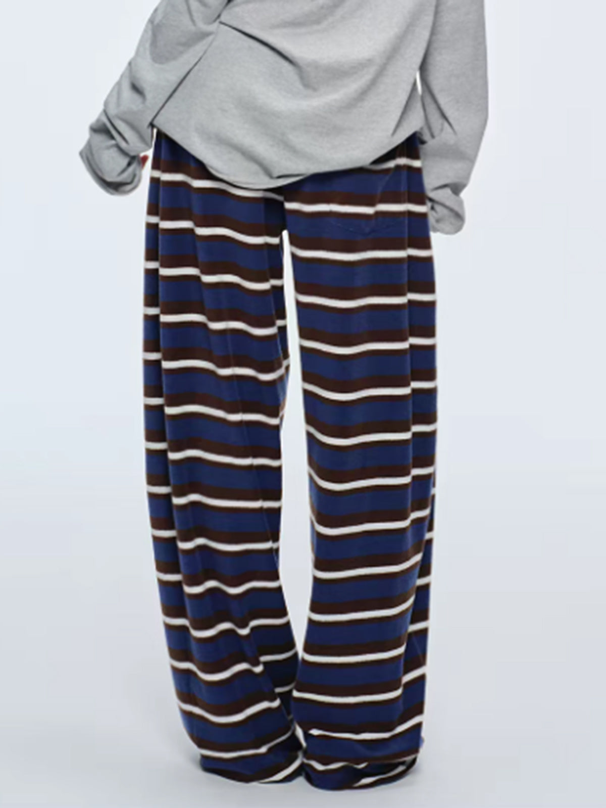 Brick Lane Wide-leg Striped Drawstring Maxi Pants - Navy
