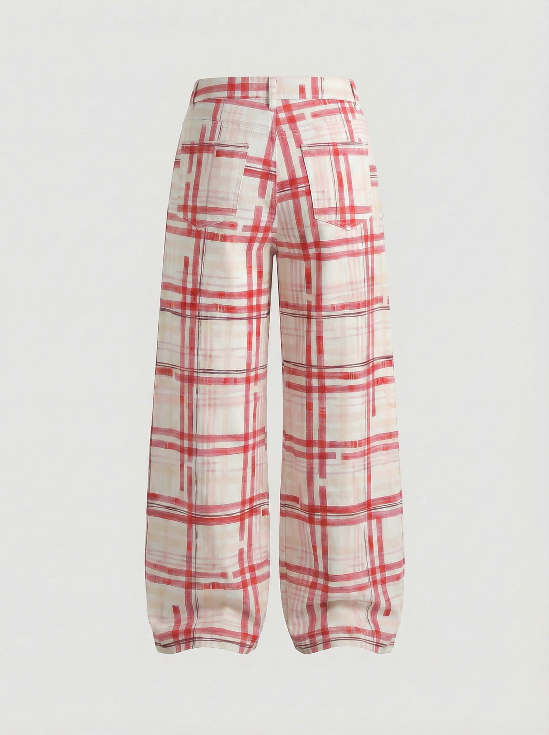 Brick Lane Wide Leg Tartan Plaid Lounge Pants - Red