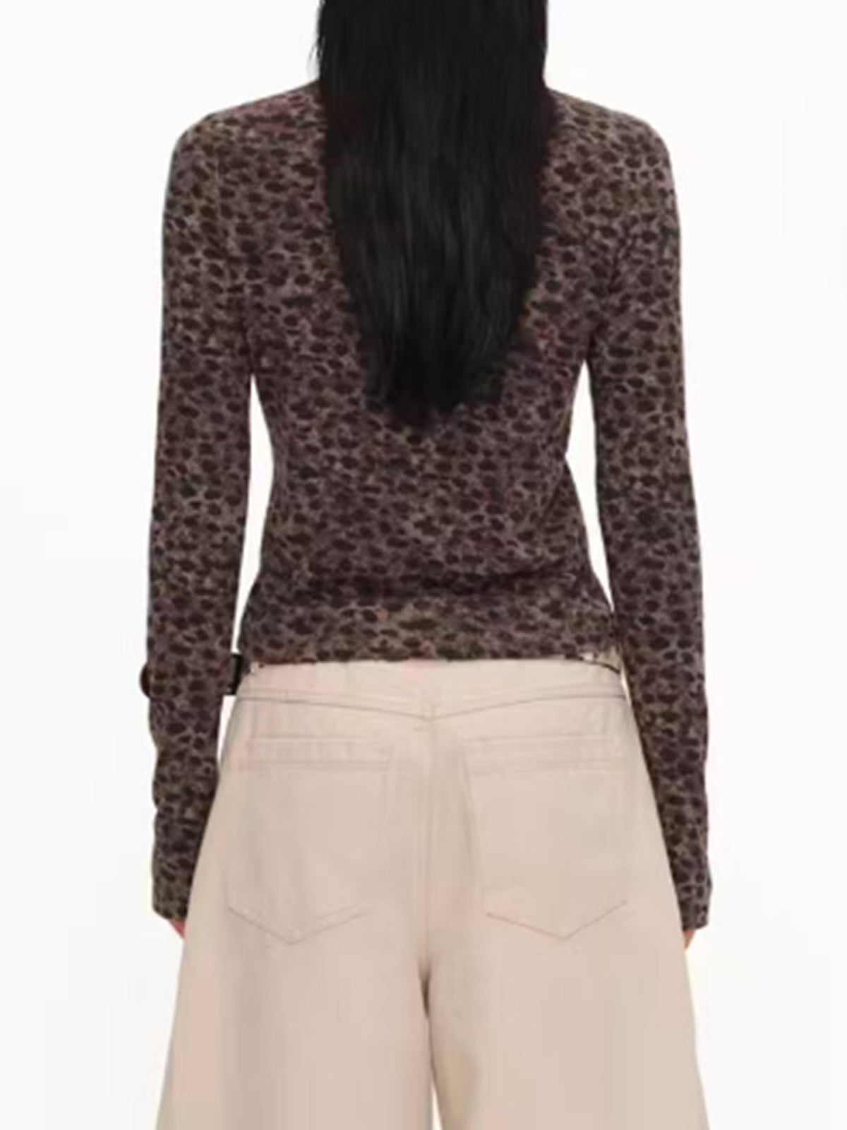 Brick Lane Skimming Graphic Print Long Sleeve Tee - Brown