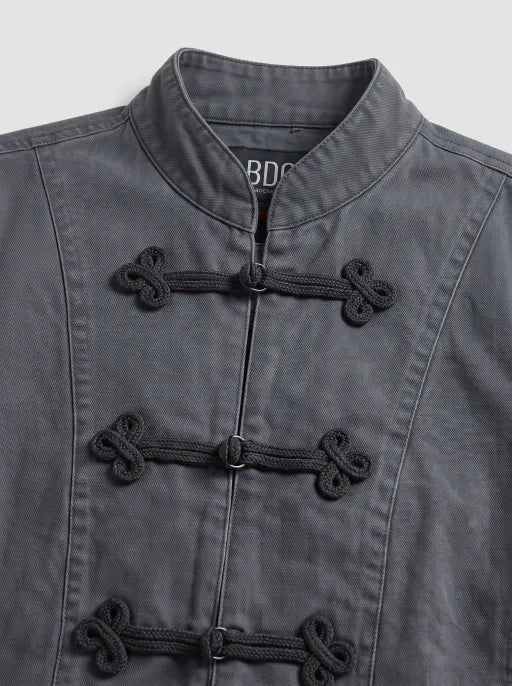 Co-ed Dorm Skimming Military Buttoned Jacket - Grey