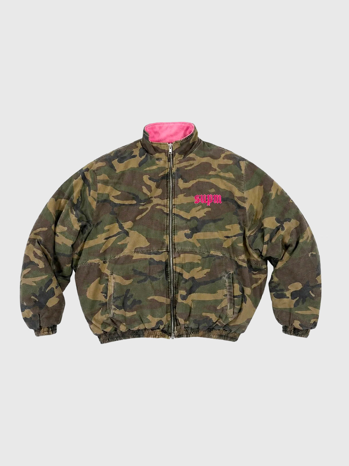 Weekday Outdoor Baggy Camouflage Bomber Jacket Top - Green