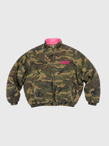 Weekday Outdoor Baggy Camouflage Bomber Jacket Top - Green