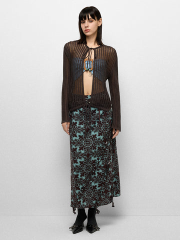 Petal Knot Skirt - Coffee Print