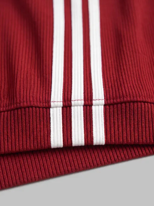 Co-ed Dorm Skimming Striped Long Sleeve Top - Red