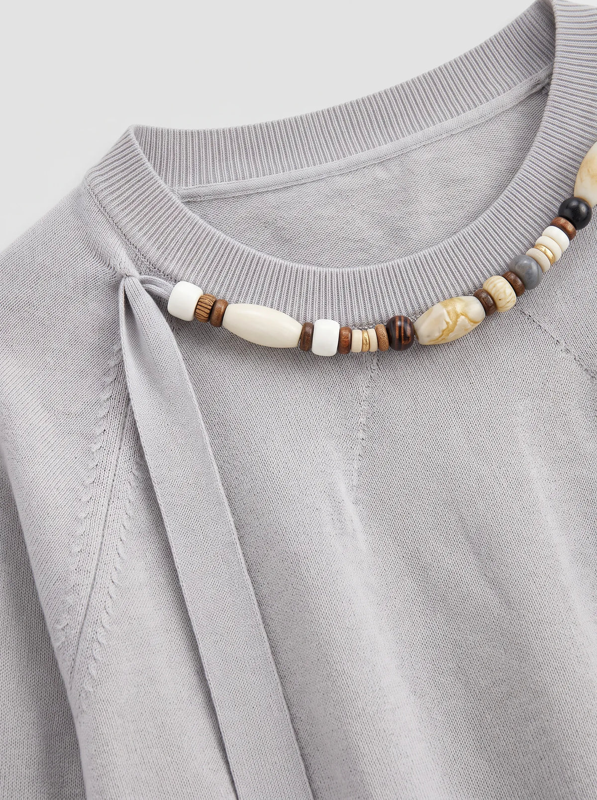 Co-ed Dorm Skimming Embellished Cutout Cardigan - Grey