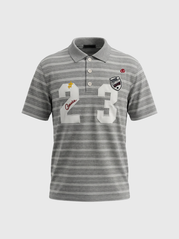 Co-ed Dorm Baggy Number 23 Stripe Polo - Grey