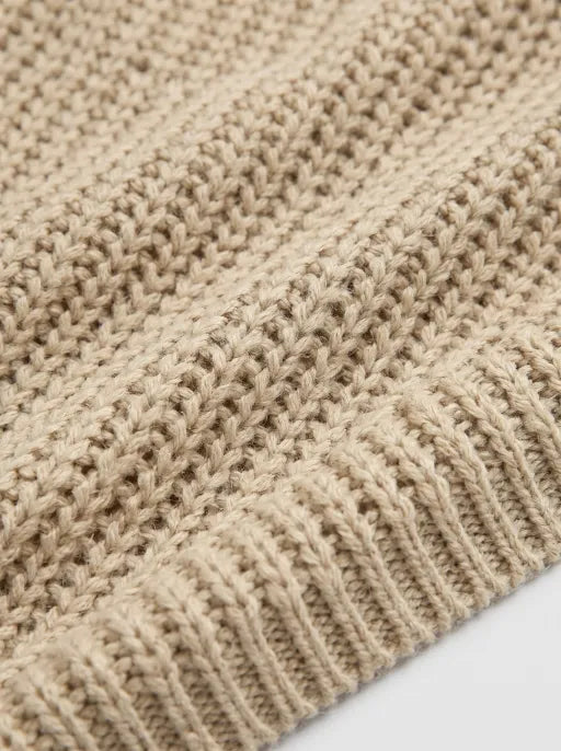 Co-ed Dorm Baggy Chunky V-Neck Knit Sweater - Brown