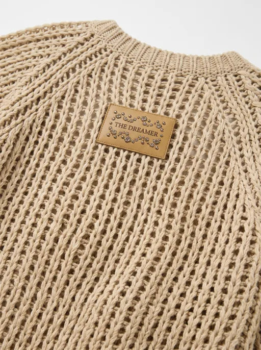 Co-ed Dorm Baggy Chunky V-Neck Knit Sweater - Brown