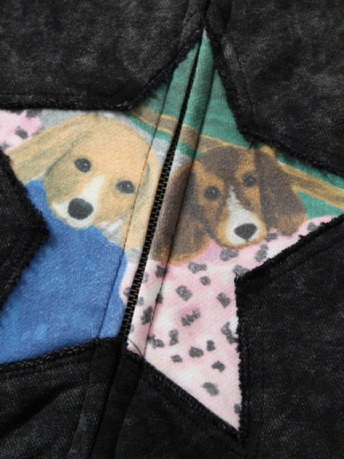 Star Patch Zip Hoodie - Black Multi