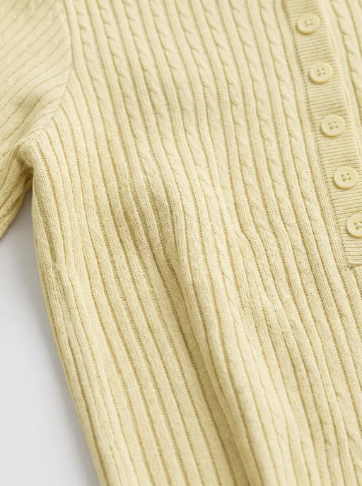 Co-ed Dorm Skimming Textured Long-Sleeve Cardigan Top - Yellow