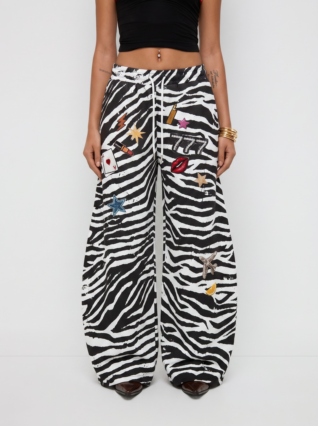 Zippy Zebra Barrel Pants – Black White