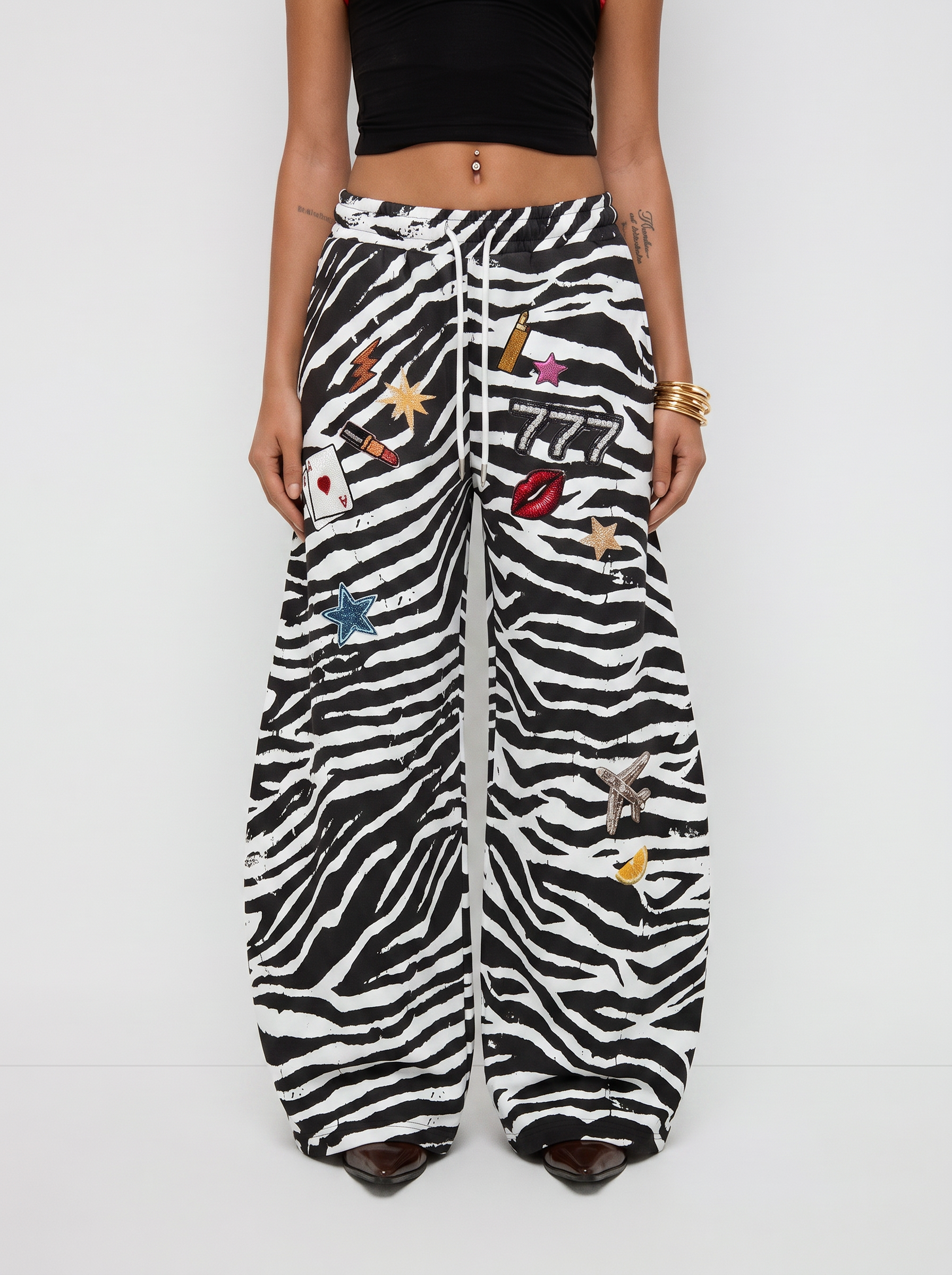 Zippy Zebra Barrel Pants – Black White