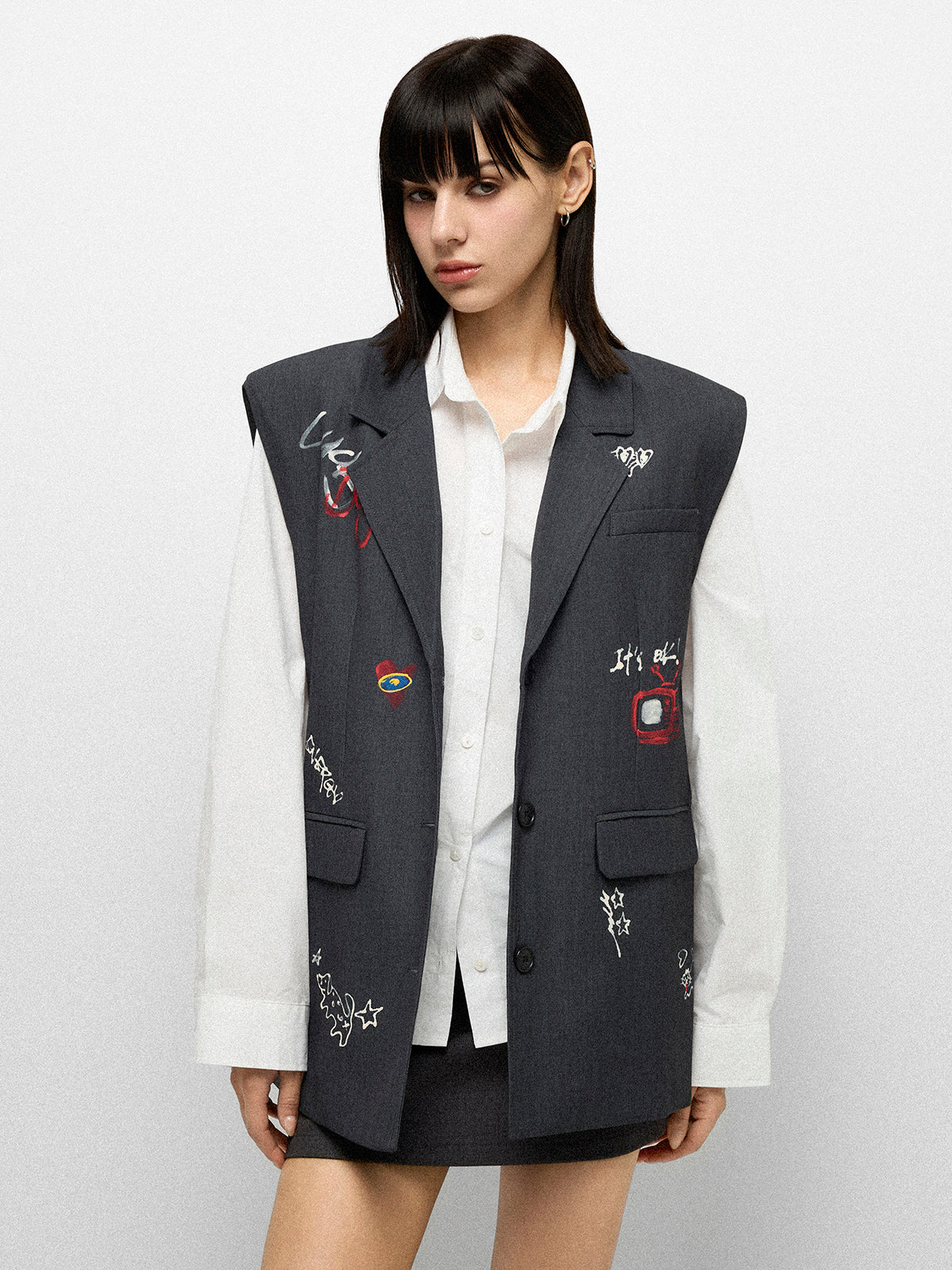 Sketch Pad Suit Vest - Graphite Grey