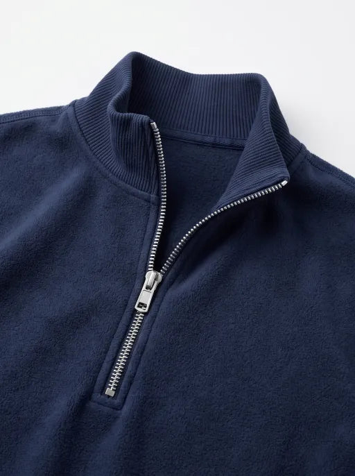 American Club Baggy Half-Zip Fleece Sweatshirt - Blue